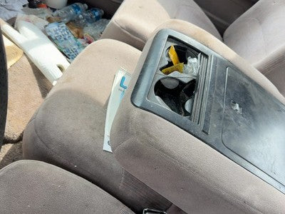 92-97 Ford F250 Center Console Jump Seat Assembly Oem Floor Middle Brown Rk