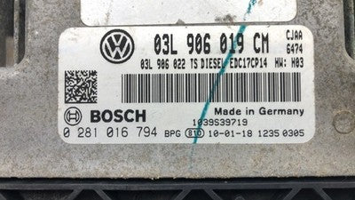 2009-2010 Vw Jetta Electronic Control Module Computer Ecm Ecu 2.0L 03L906019cm