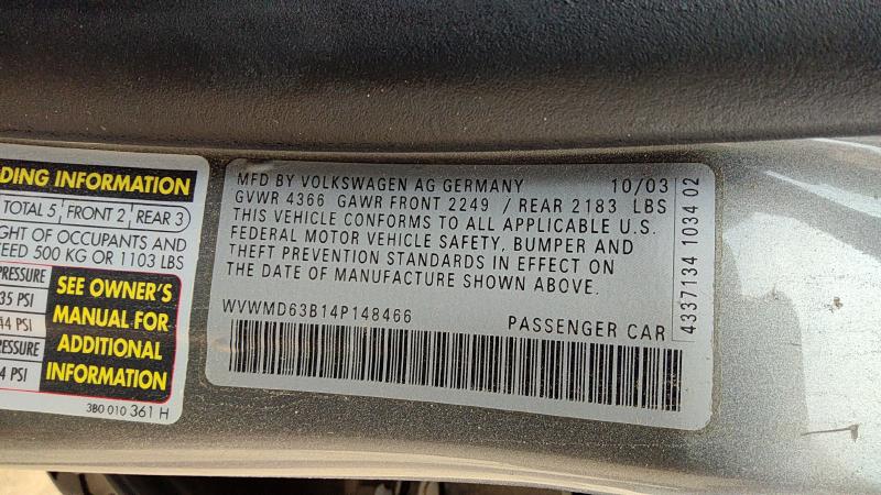 2002-2005 (discontinued) Passat Trunk/Decklid/Hatch/Tailgate