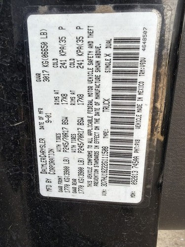 00-02 Dodge Ram 1500 Windshield Washer Fluid Reservoir With Pump Oem Wiper Tank