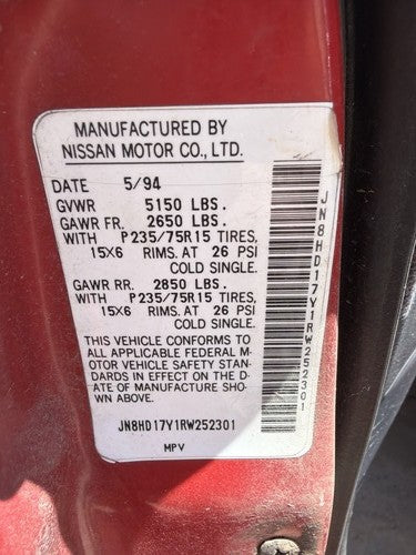 1994 Nissan Pathfinder Power Brake Booster with Master Cylinder 4x4 4601092G01