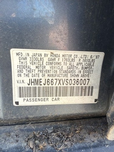 1996-2000 Honda Civic Driver Left Windshield Wiper Arm Oem Blade Lever