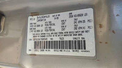2000 Dodge Dakota Driver Left Rear Brake Backing Plate Assembly Oem
