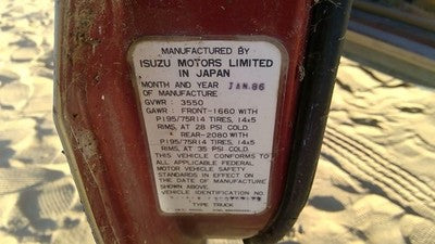 1986 Isuzu Pup Pickup Complete Wiring Harness Behind Dash Oem 2.3L