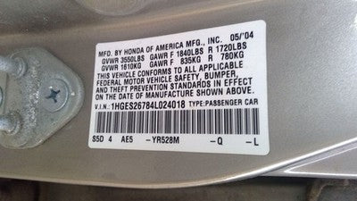 2001-2005 Honda Civic Driver Left Front Cv Axle Shaft Oem