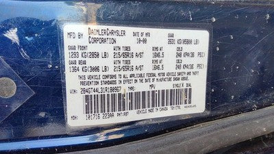 2001 Dodge Caravan Driver Left Rear Brake Backing Plate Assembly Oem