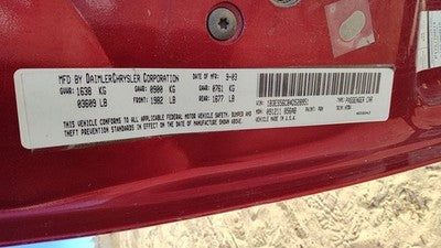 2000-2005 Dodge Neon Passenger Right Rear Power Window Regulator With Motor Back