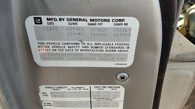 Chevy Caprice Driver Left Rear Power Window Regulator With Motor Oem Back