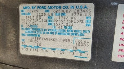 1988 1989 Ford F150 Electronic Control Module Computer Ecm Ecu 5.0l Mt
