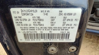 02-06 Jeep Liberty Passenger Right Rear Power Window Regulator With Motor Back