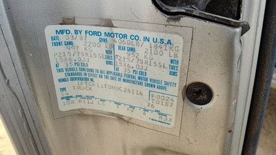 1987 Ford Ranger Driver Left Rear Brake Backing Plate Assembly Oem