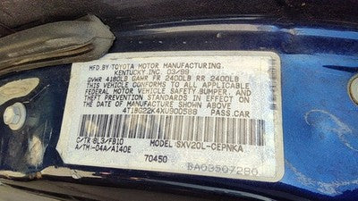 1999 Toyota Camry Dash Wiring Harness Oem 2.2L At