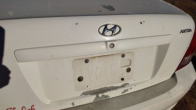 03 Hyundai Elantra License Plate Trim Surround Panel Oem Tail Trunk Finish White