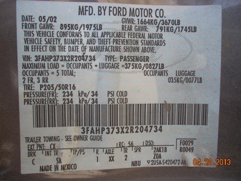 2000-2004 Ford Focus Not RS Engine Assembly/Motor
