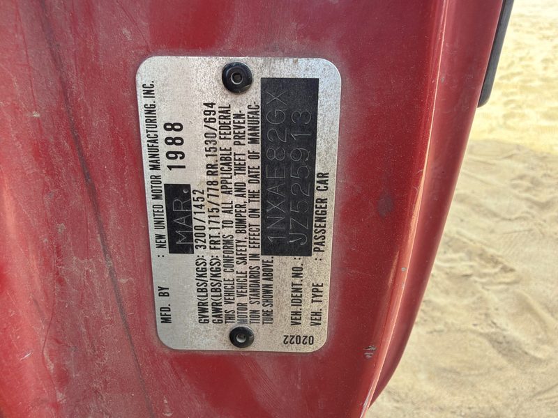 1988 Toyota FX (includes Fx16) Wire Harness (Engine)