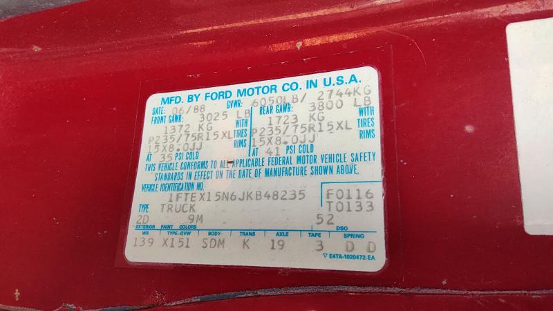 1988 Ford Pickup F150 Series Vehicle Unit Complt.
