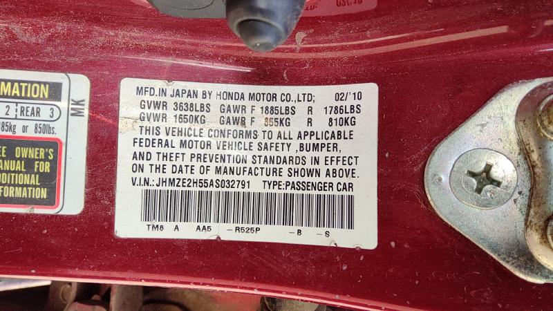 2010 Honda Insight Vehicle Unit Complt.